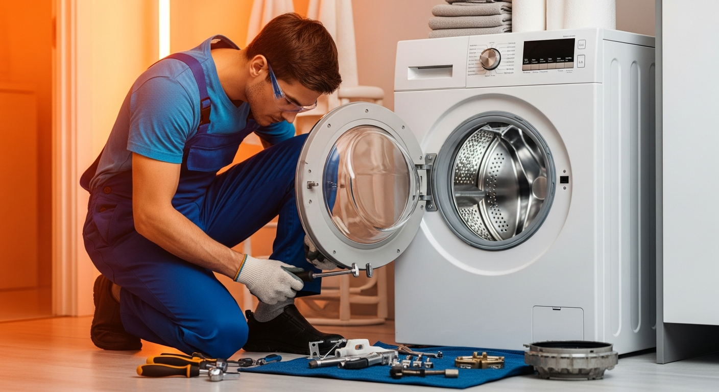 Técnico reparando lavarropas en Maldonado - Resto Service