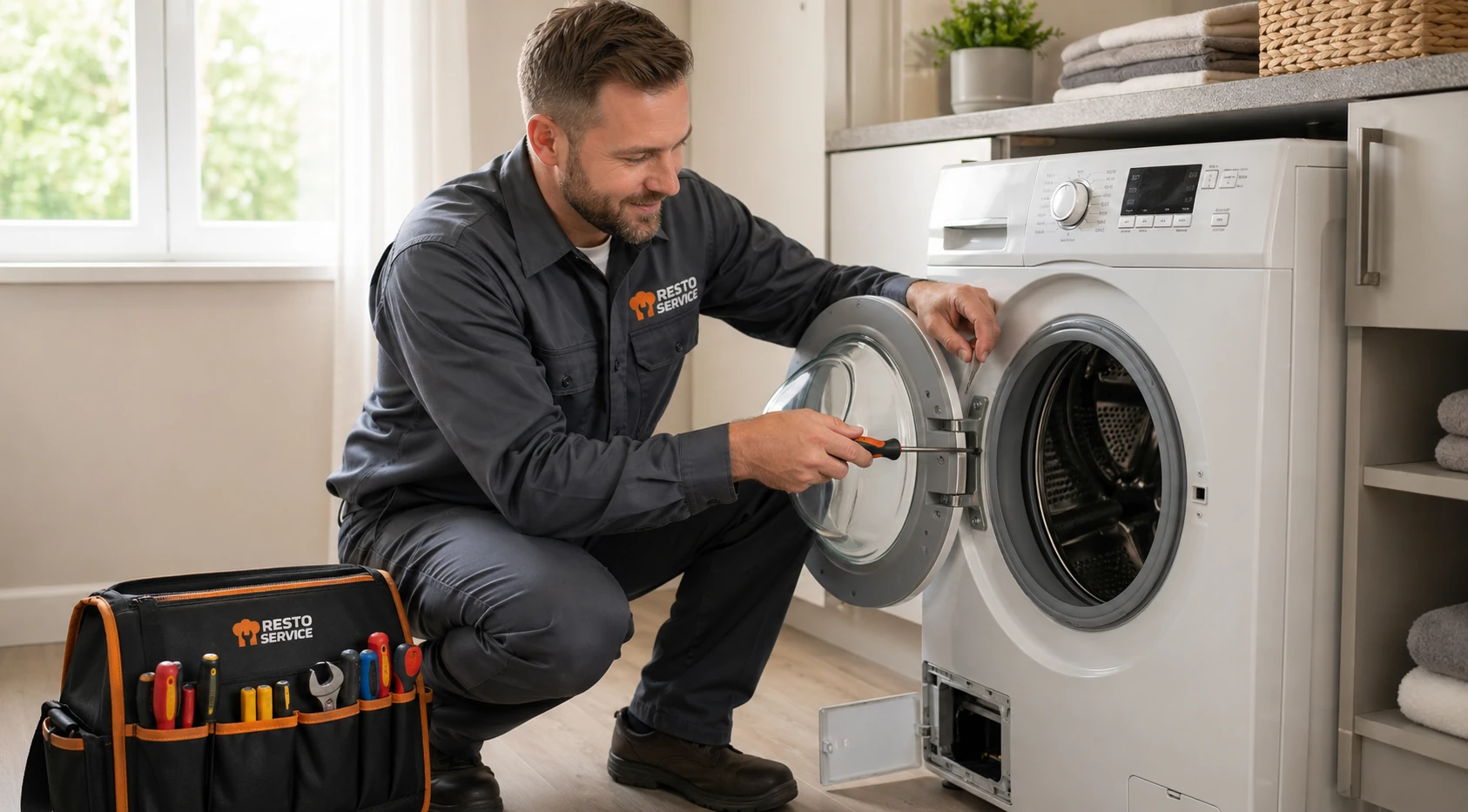 Técnico reparando lavarropas en Maldonado - Resto Service